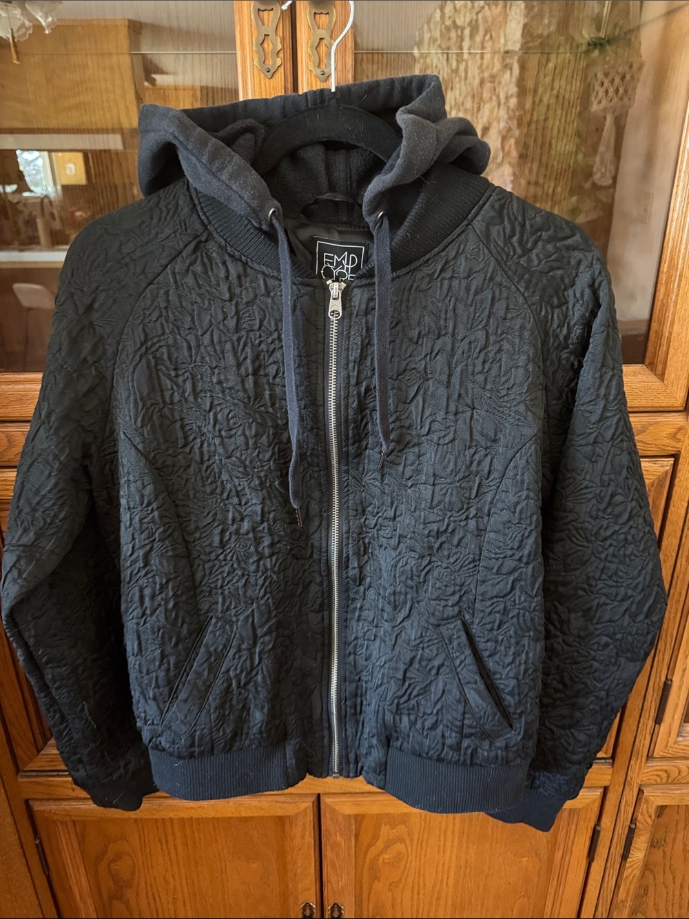 EMPYRE Black Textured Zip-Up Hoodie/Bomber jacket